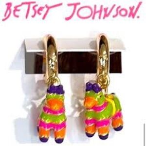Betsey Johnson Green and Orange Dangle Pinata Earrings